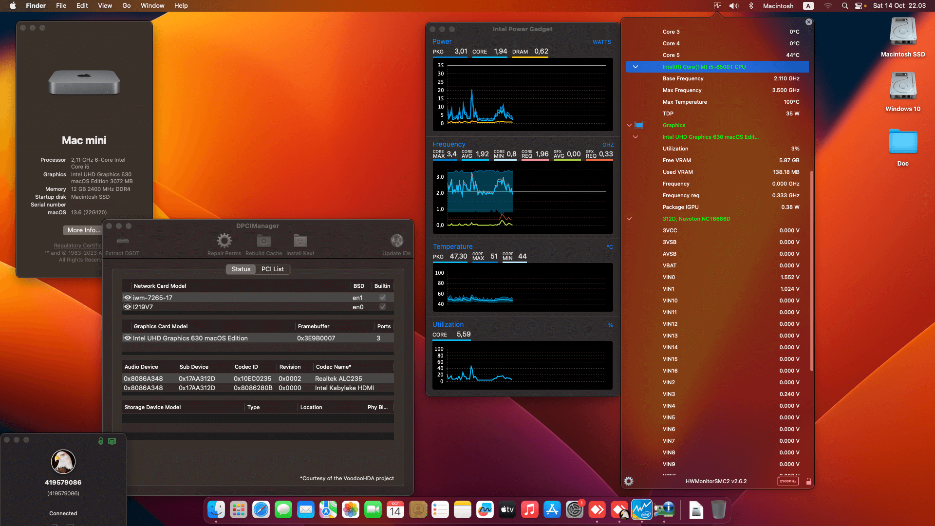 Success Hackintosh macOS Ventura 13.6 Build 22G120 in Lenovo ThinkCentre M720Q Tiny